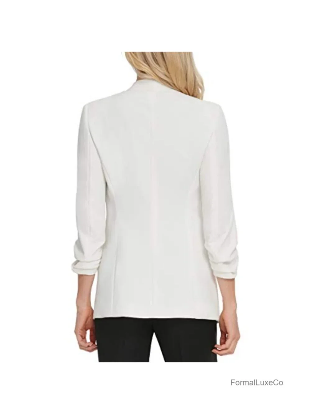 Long Sleeve Shawl Collar Blazer Jacket with Padded Shoulders